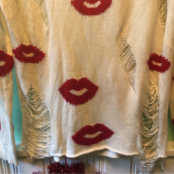 Gorgeous Love Tree Distressed Sweater with Lips - Picture 8 of 8